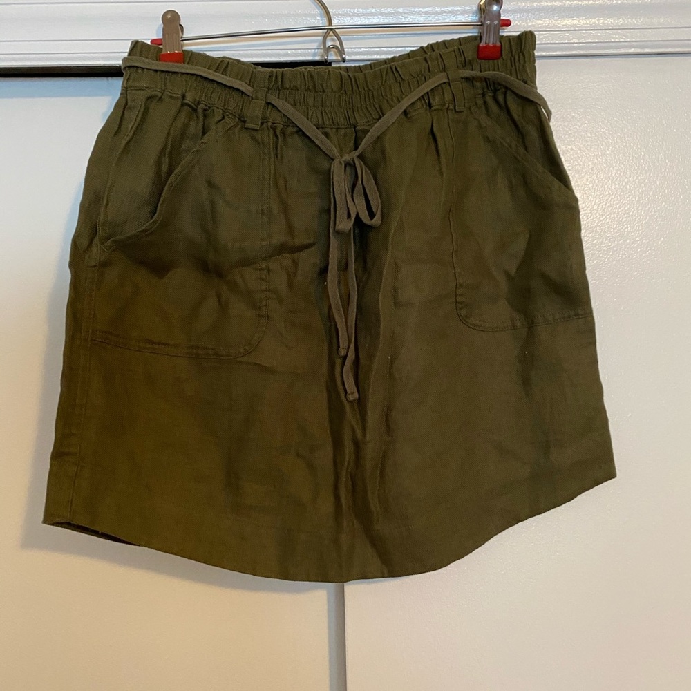 New Linen army green skirt